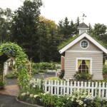 cottage-garden-alfond-childrens-garden-w-cullina A view of the morning glory arch and "cat fence" in the Bibby and Harold Alfond Children's Garden.