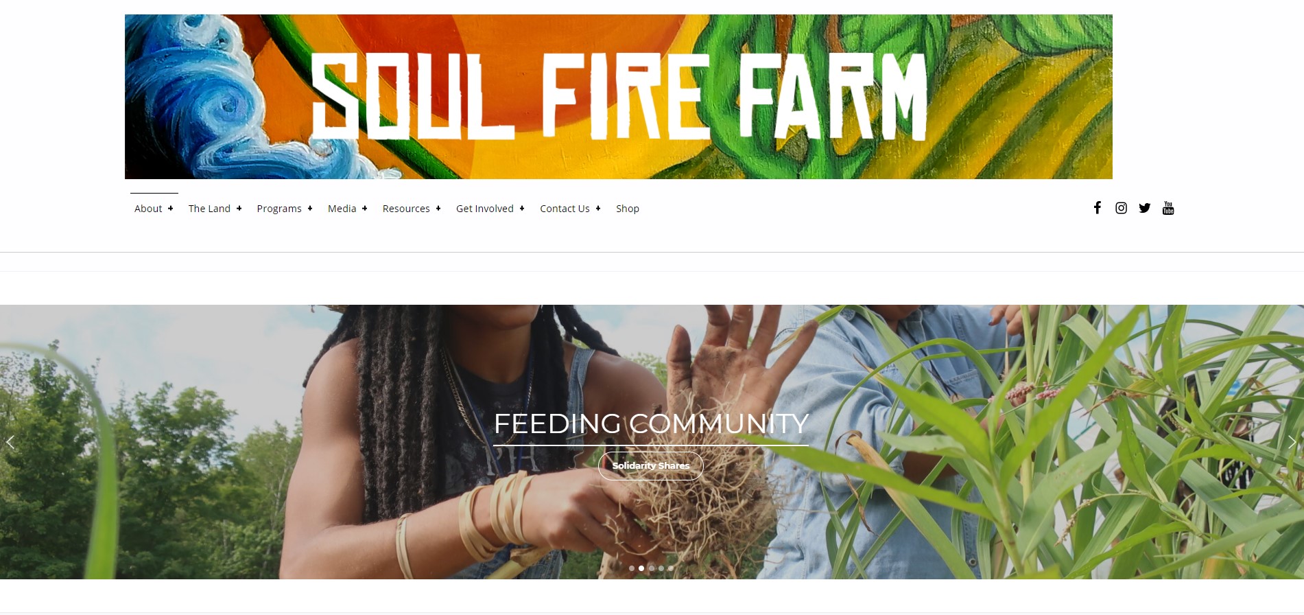 Screenshot of the Soul Fire Farm website.