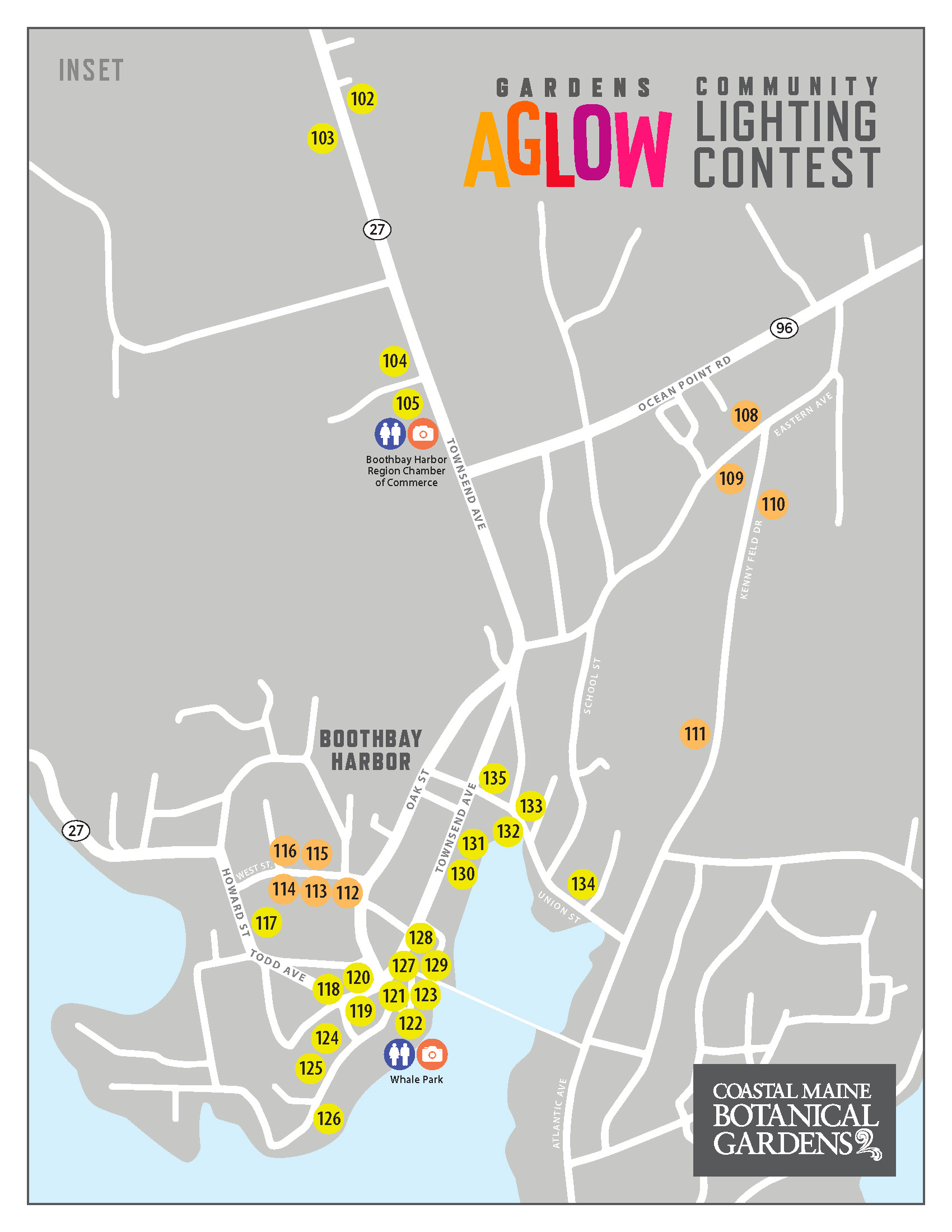 Community Lighting Contest Map of downtown Boothbay Harbor.